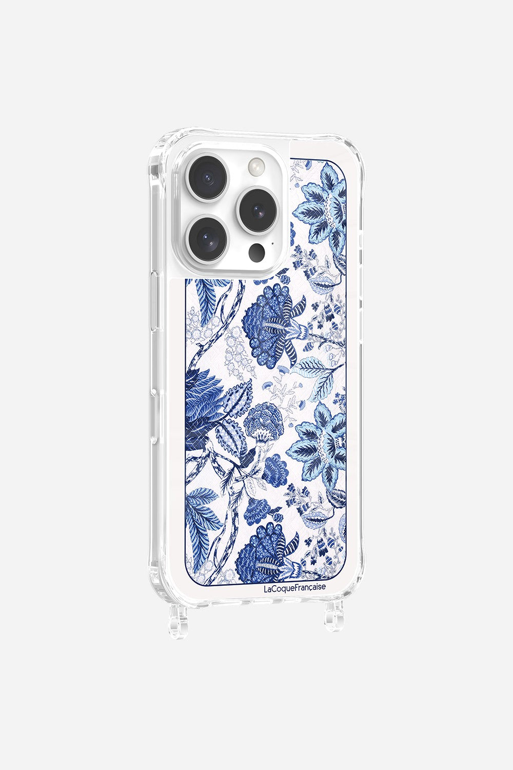 Coque Anneaux Imprimee Foulard Fleurs Bleues