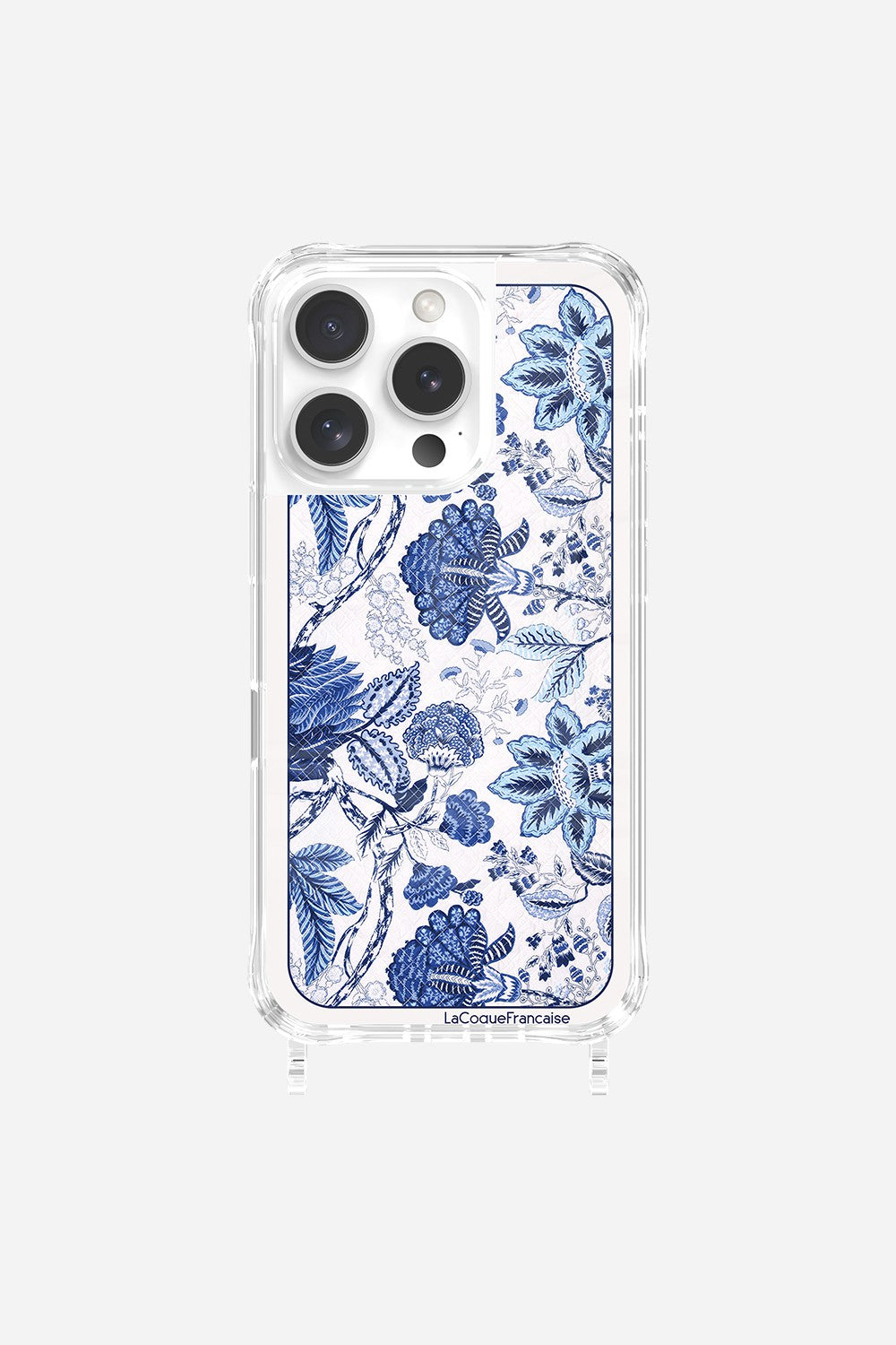 Coque Anneaux Imprimee Foulard Fleurs Bleues