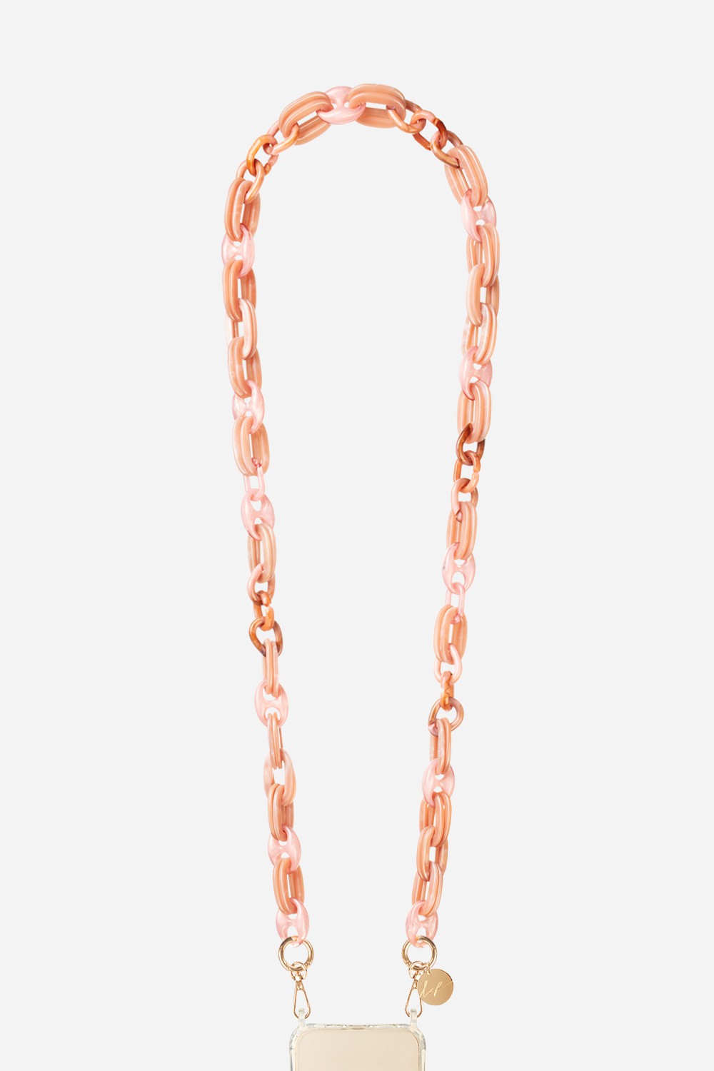 Long Pink Amber Chain 120 cm