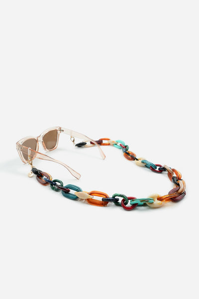 Jewelry Multicolor Amber Glasses Chain 72 cm