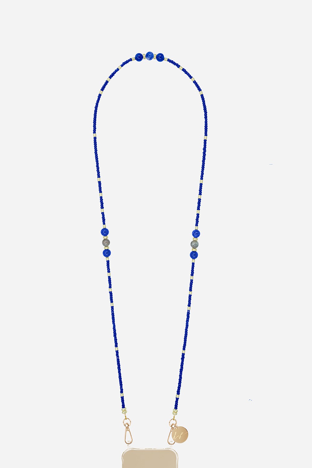 Chaine Longue Iris perles Bleues 120 cm