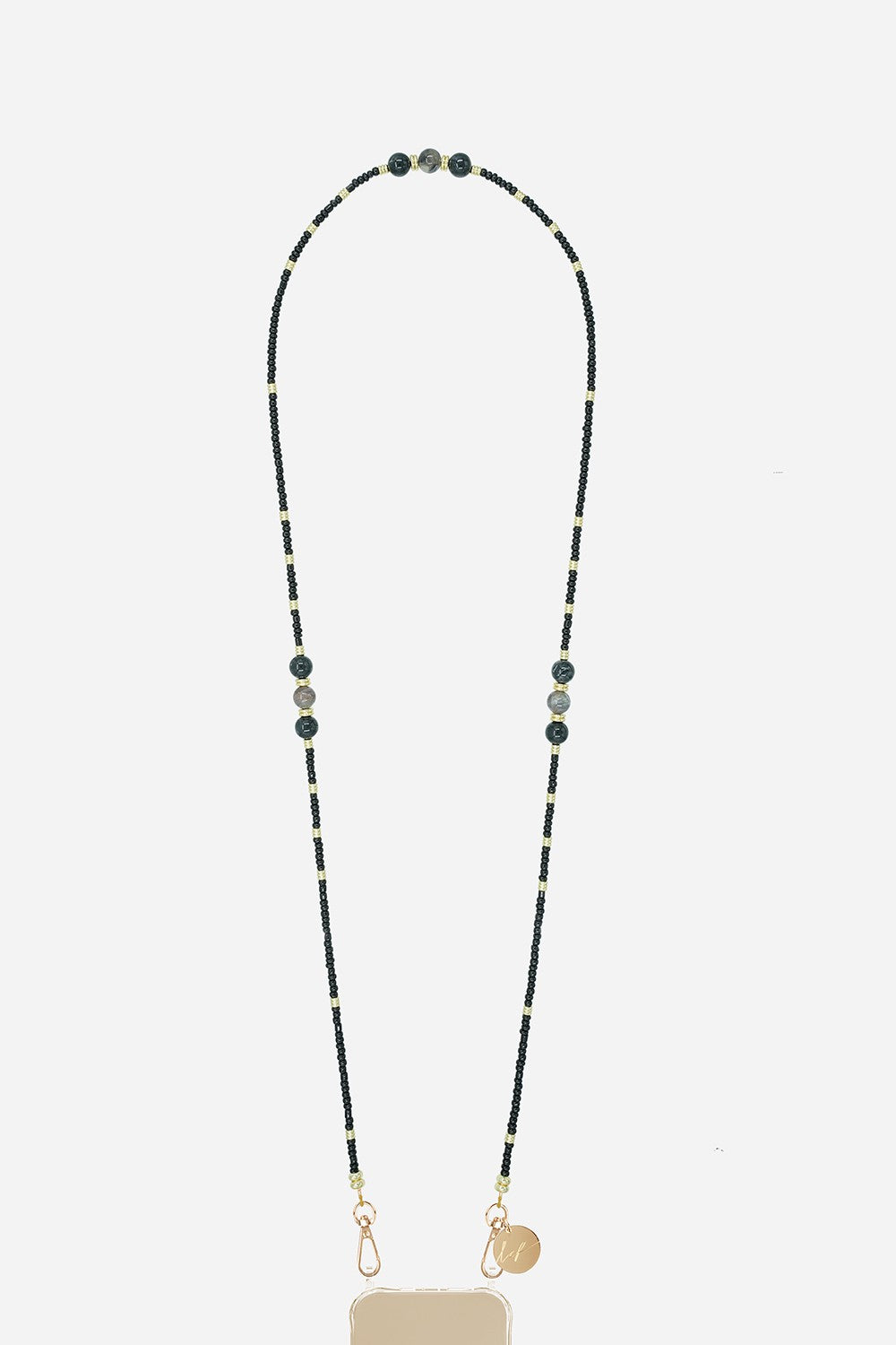 Chaine Longue Iris perles Noires 120 cm