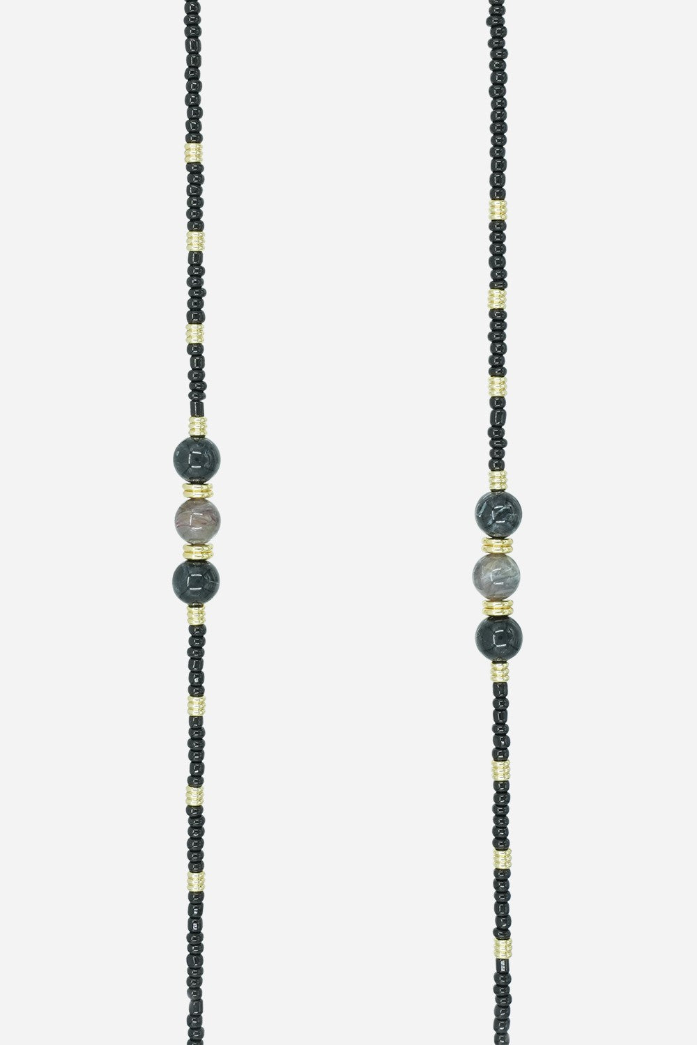 Long Iris Chain Black Pearls 120 cm