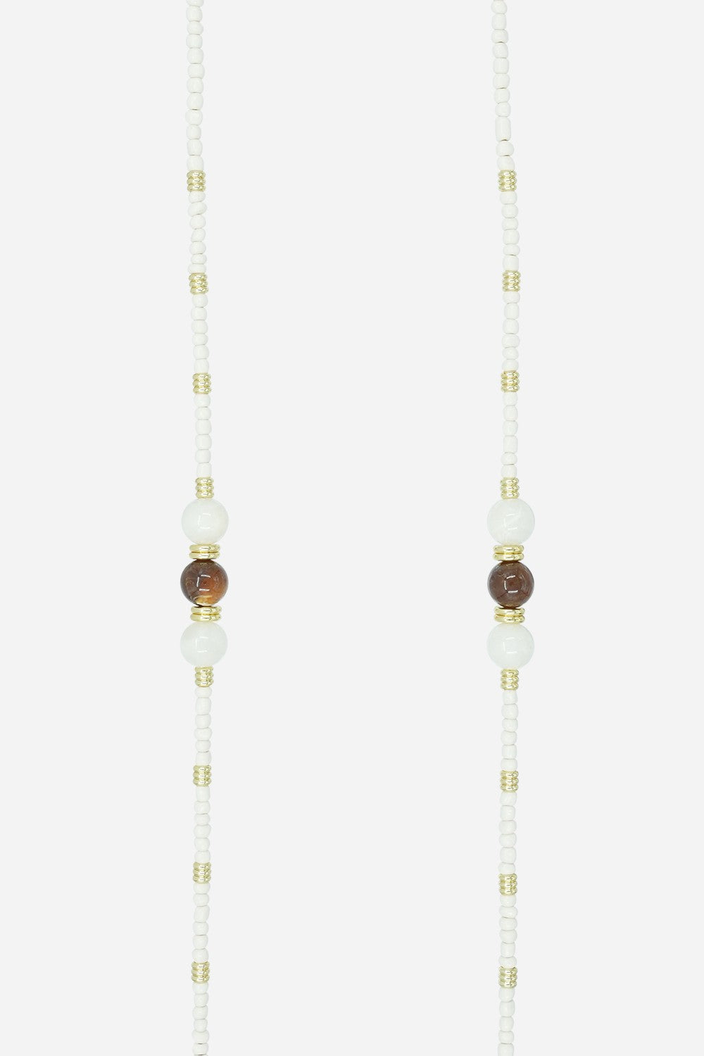 Long Iris chain with beige pearls 120 cm