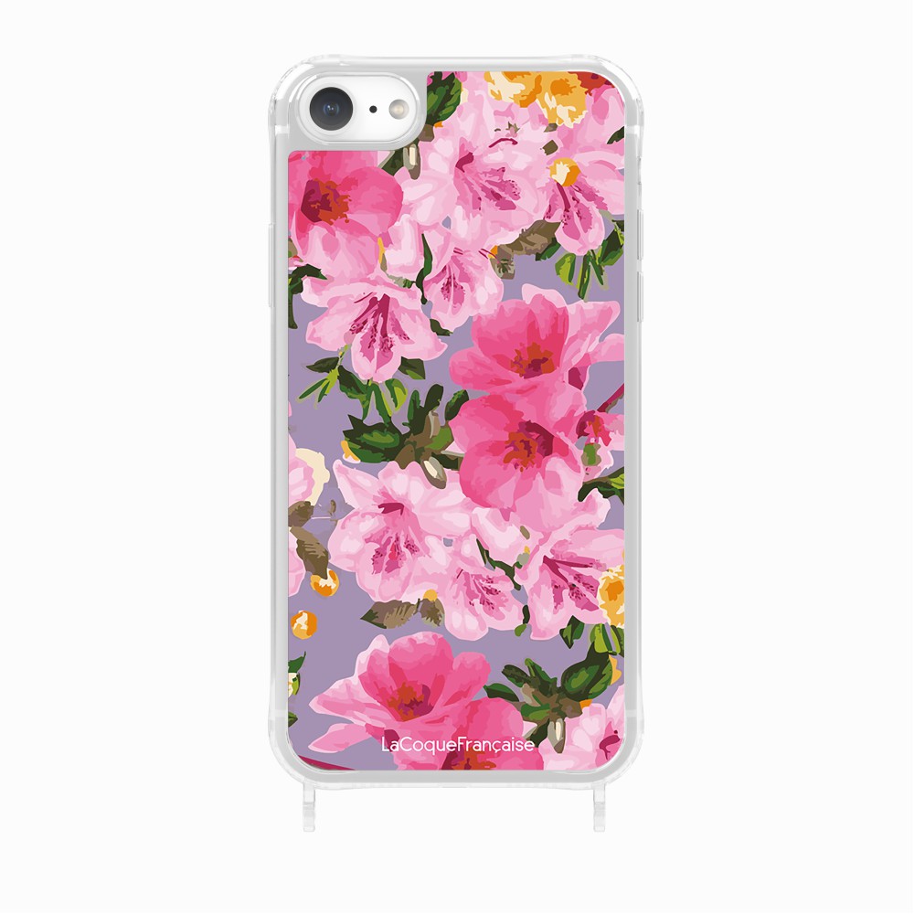 Coque Anneaux Imprimee Fleuri Rose