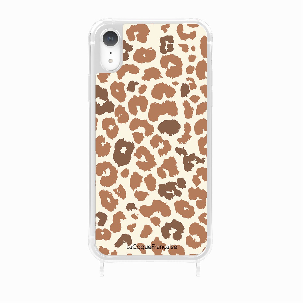 Coque Anneaux Imprimee Leopard Marron