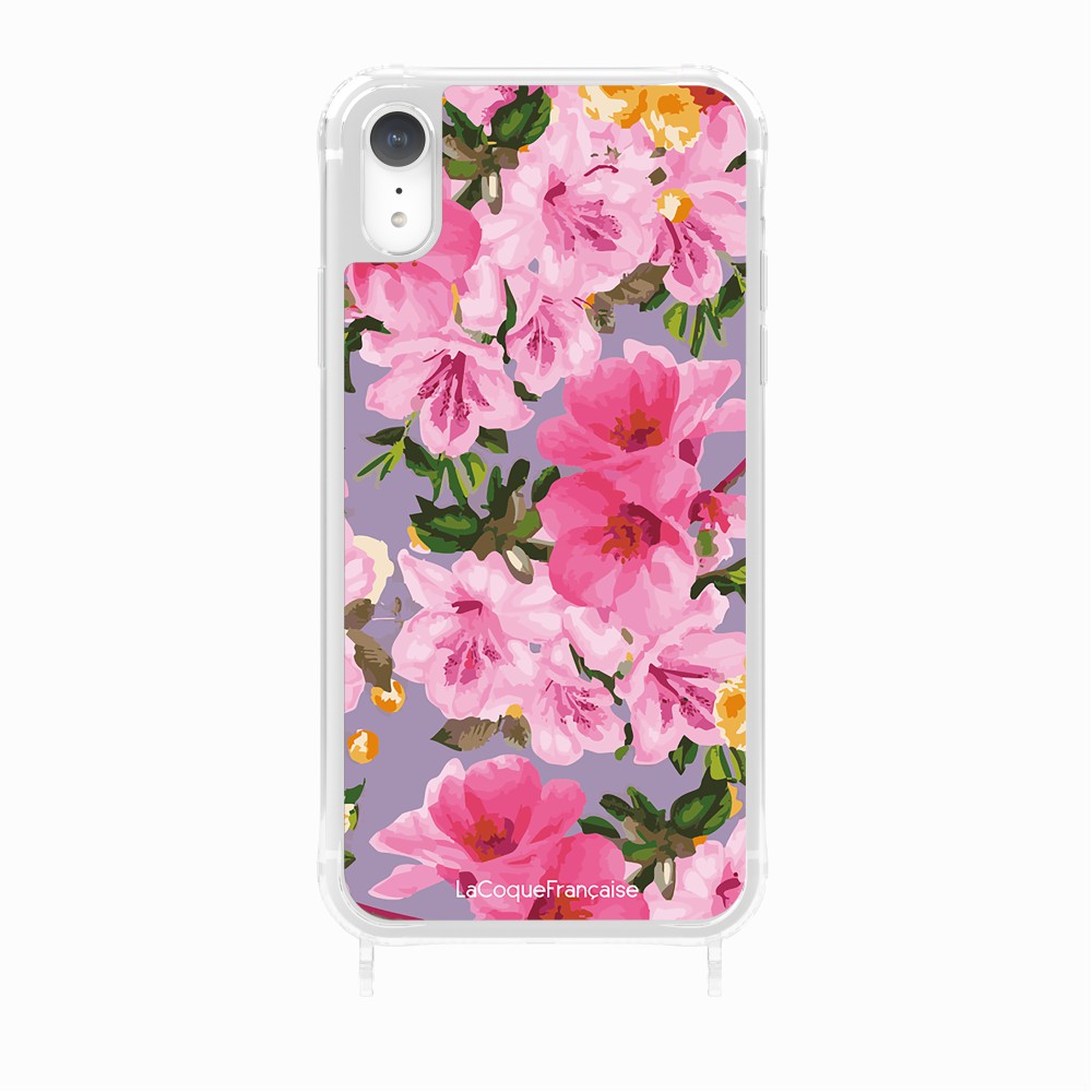 Coque Anneaux Imprimee Fleuri Rose