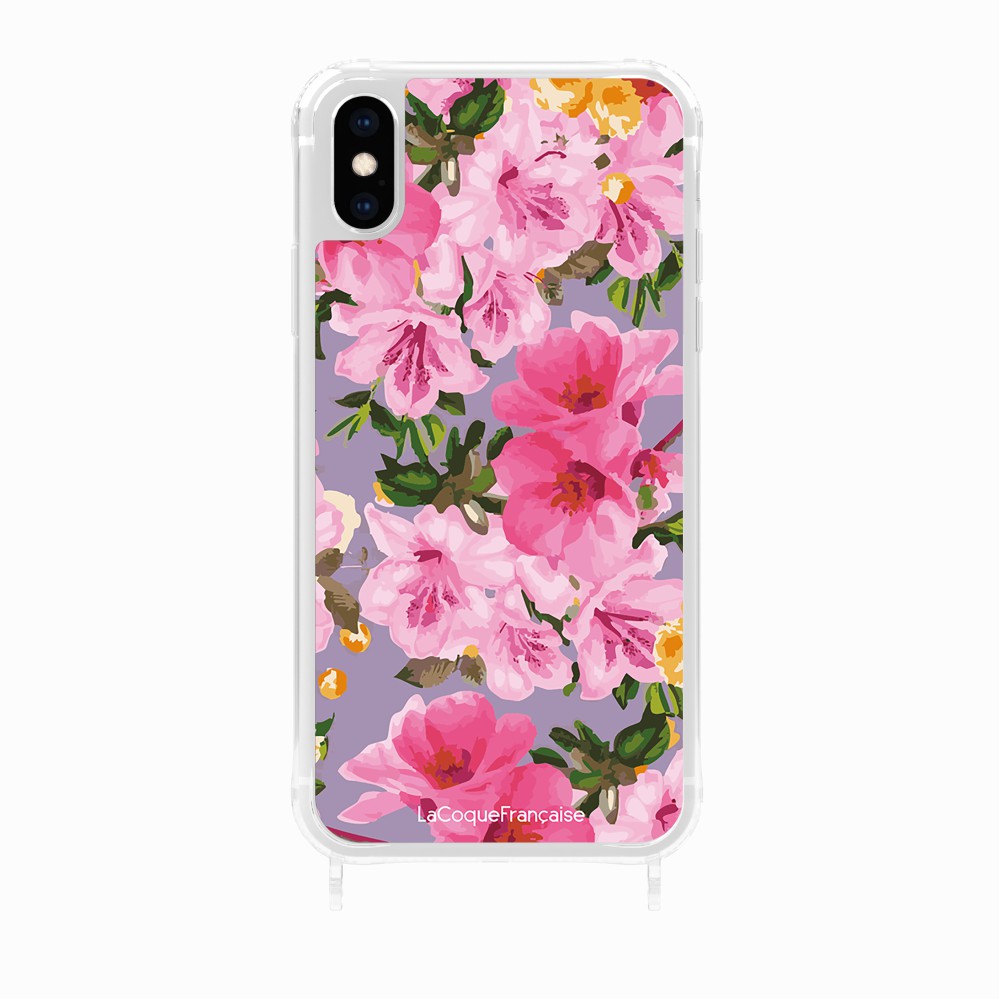 Coque Anneaux Imprimee Fleuri Rose