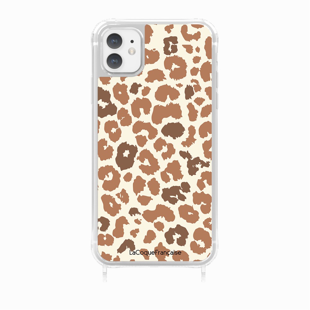 Coque Anneaux Imprimee Leopard Marron