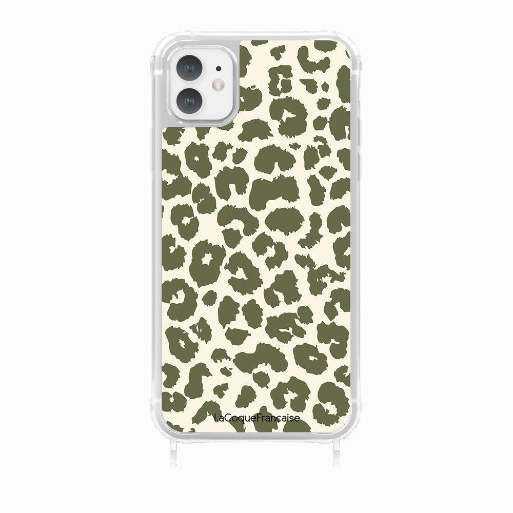 Coque Anneaux Imprimee Leopard Kaki