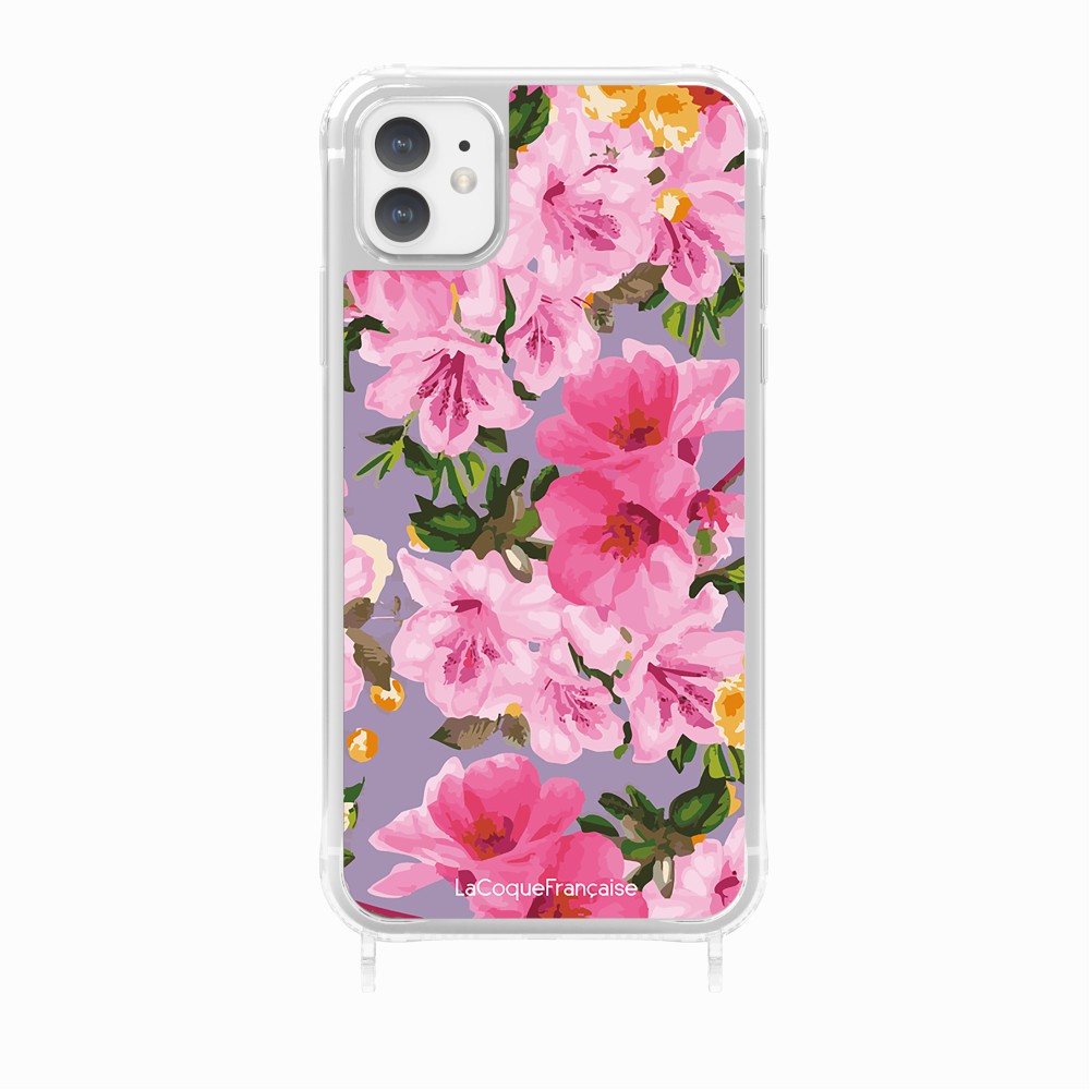 Coque Anneaux Imprimee Fleuri Rose