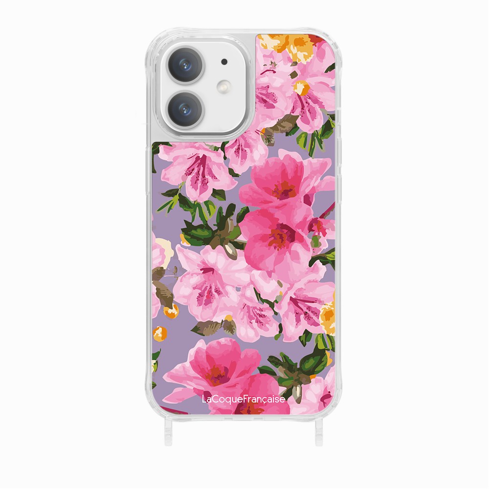 Coque Anneaux Imprimee Fleuri Rose