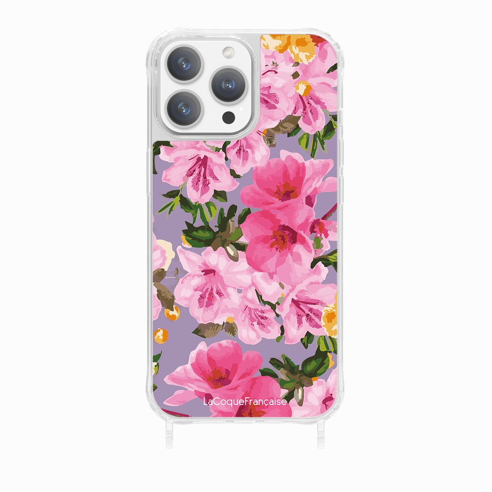 Coque Anneaux Imprimee Fleuri Rose