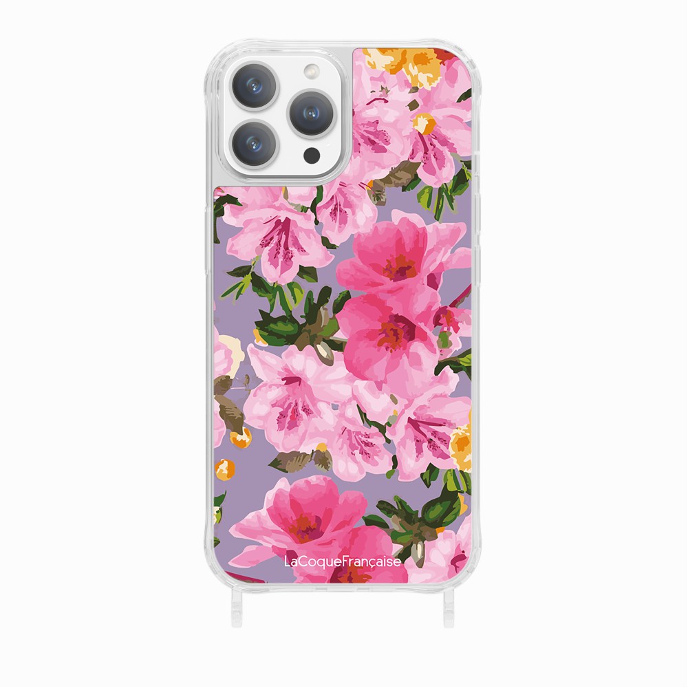 Coque Anneaux Imprimee Fleuri Rose