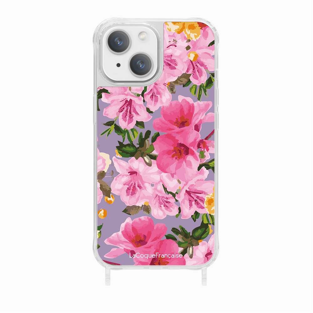 Coque Anneaux Imprimee Fleuri Rose