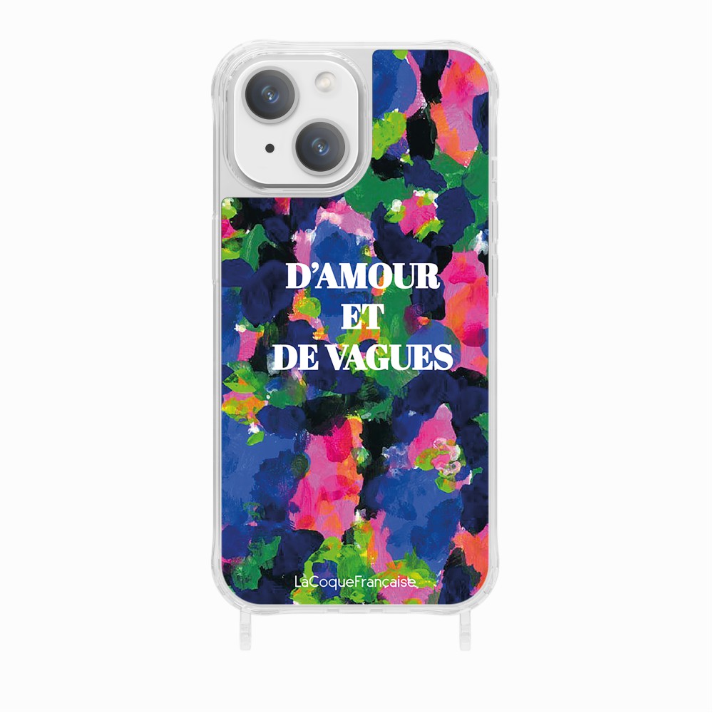 Coque Anneaux Imprimee D'amour Et De Vagues Bleu