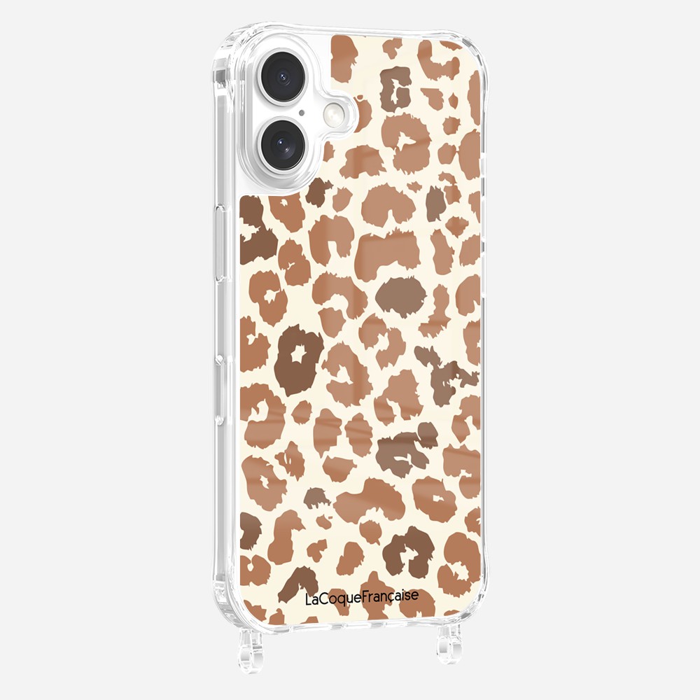 Coque Anneaux Imprimee Leopard Marron