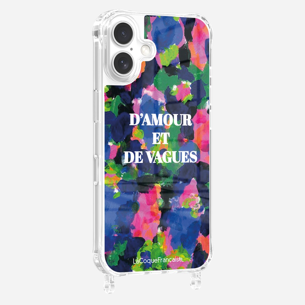 Coque Anneaux Imprimee D'amour Et De Vagues Bleu