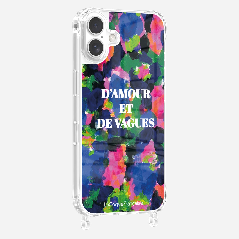 Coque Anneaux Imprimee D'amour Et De Vagues Bleu