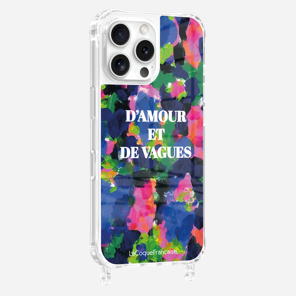 Coque Anneaux Imprimee D'amour Et De Vagues Bleu