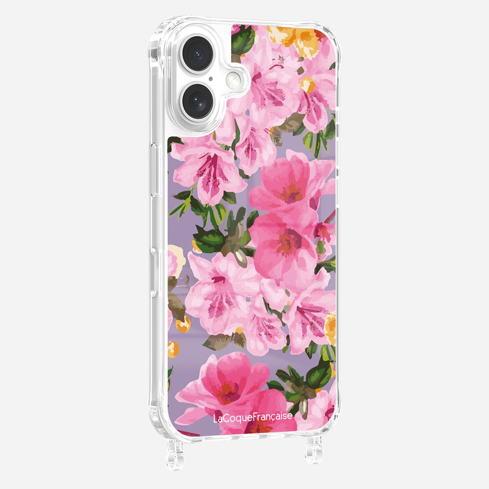 Coque Anneaux Imprimee Fleuri Rose