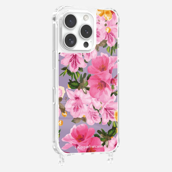 Coque Anneaux Imprimee Fleuri Rose