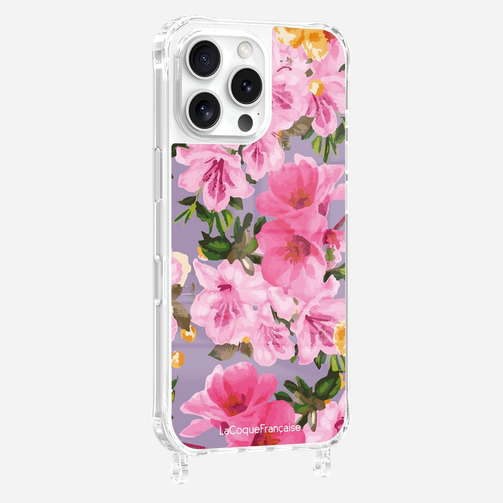 Coque Anneaux Imprimee Fleuri Rose