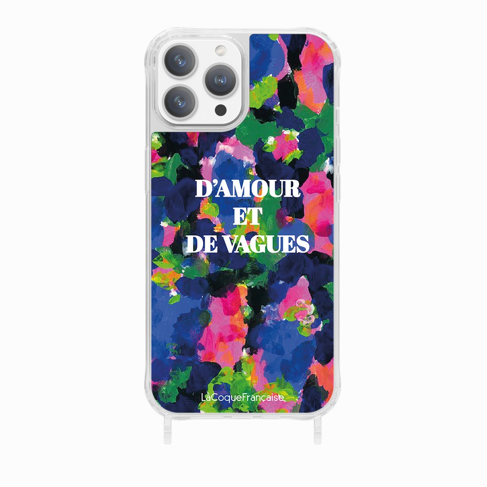 Coque Anneaux Imprimee D'amour Et De Vagues Bleu