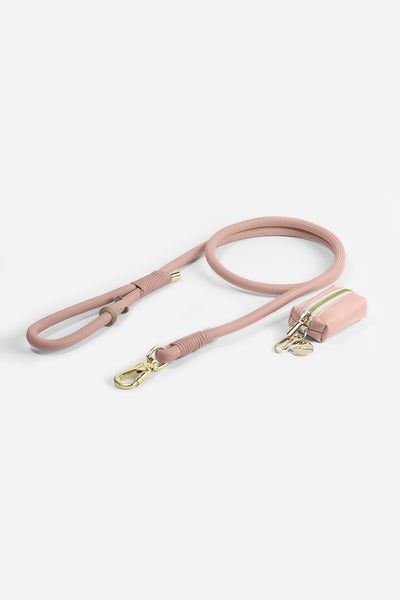 Laisse pour chien + sac - Rose